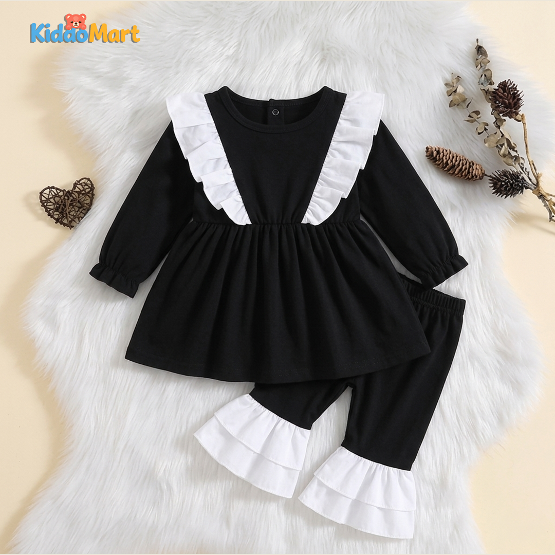 Black Frock Set Baby Cotton Suit – Soft & Safe Kids Fabric