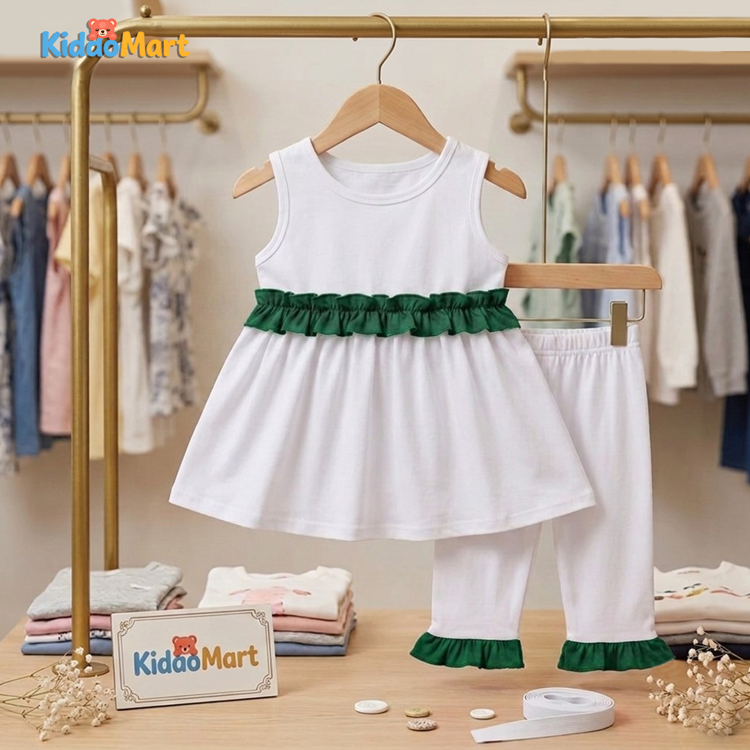 Pakistan Independence Day Baby Frock Set | Cute Cotton Outfit for Girls