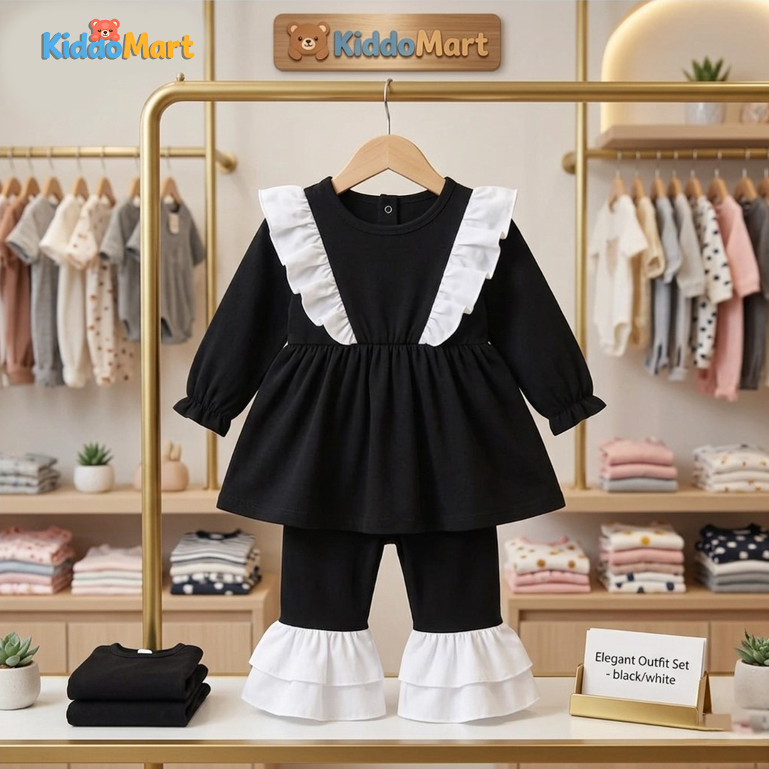 Black Frock Set Baby Cotton Suit – Soft & Safe Kids Fabric