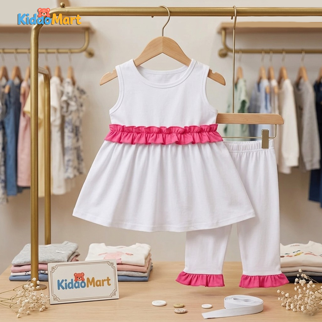 Shoulder less Cotton Baby Frock Set – Soft & Safe Kids Fabric